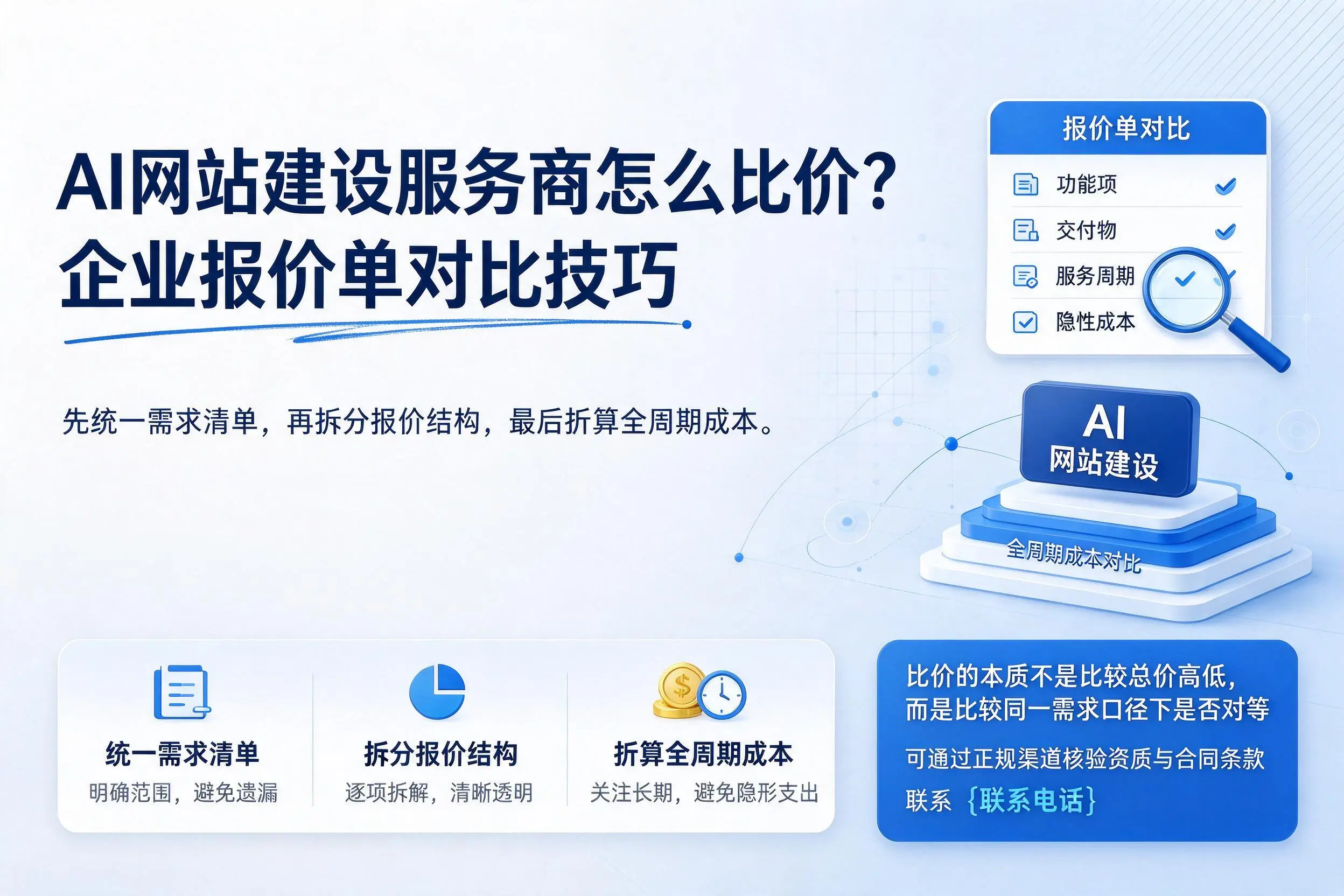 AI网站建设服务商怎么比价?永州企业报价单对比技巧