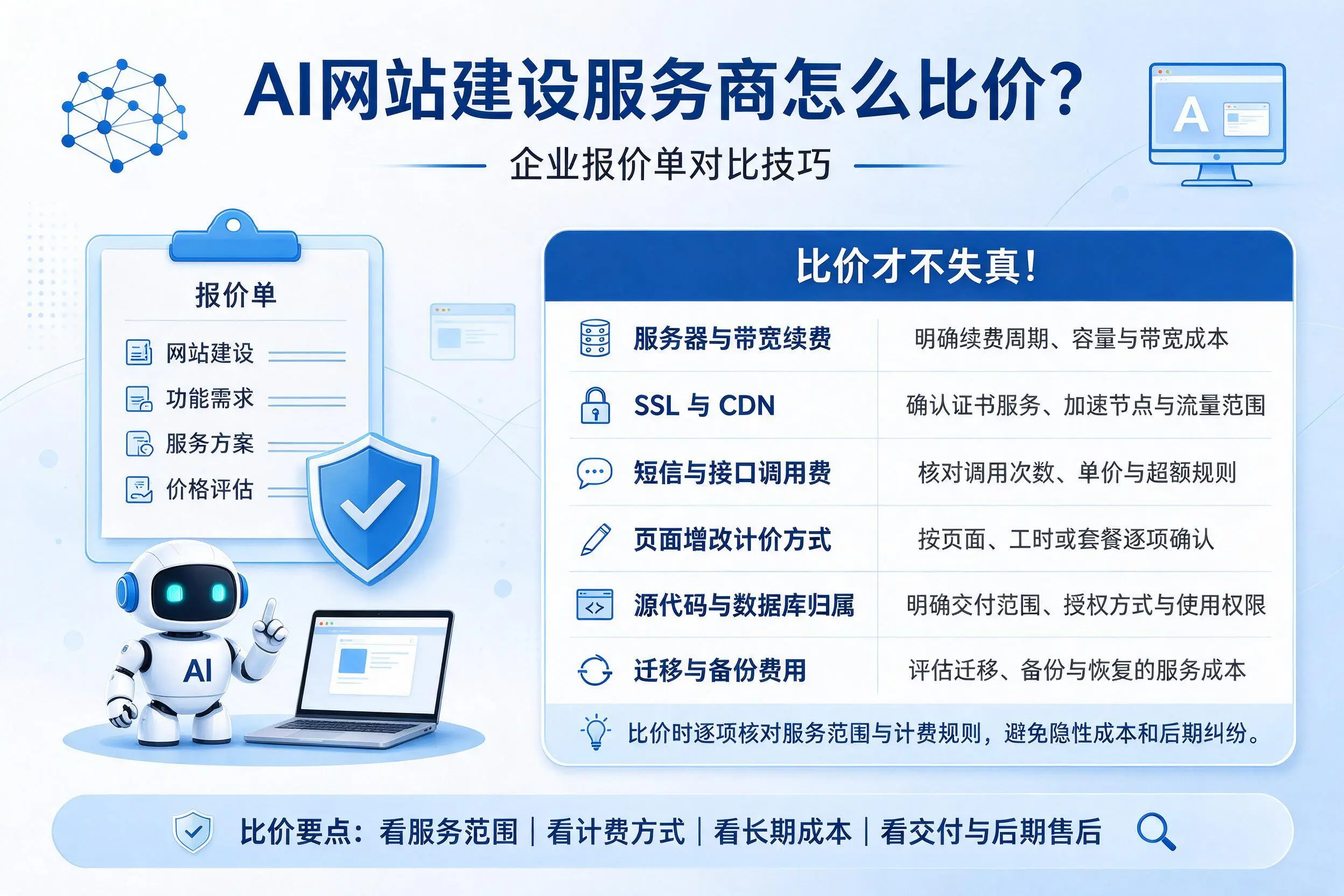 AI网站建设服务商怎么比价?永州企业报价单对比技巧