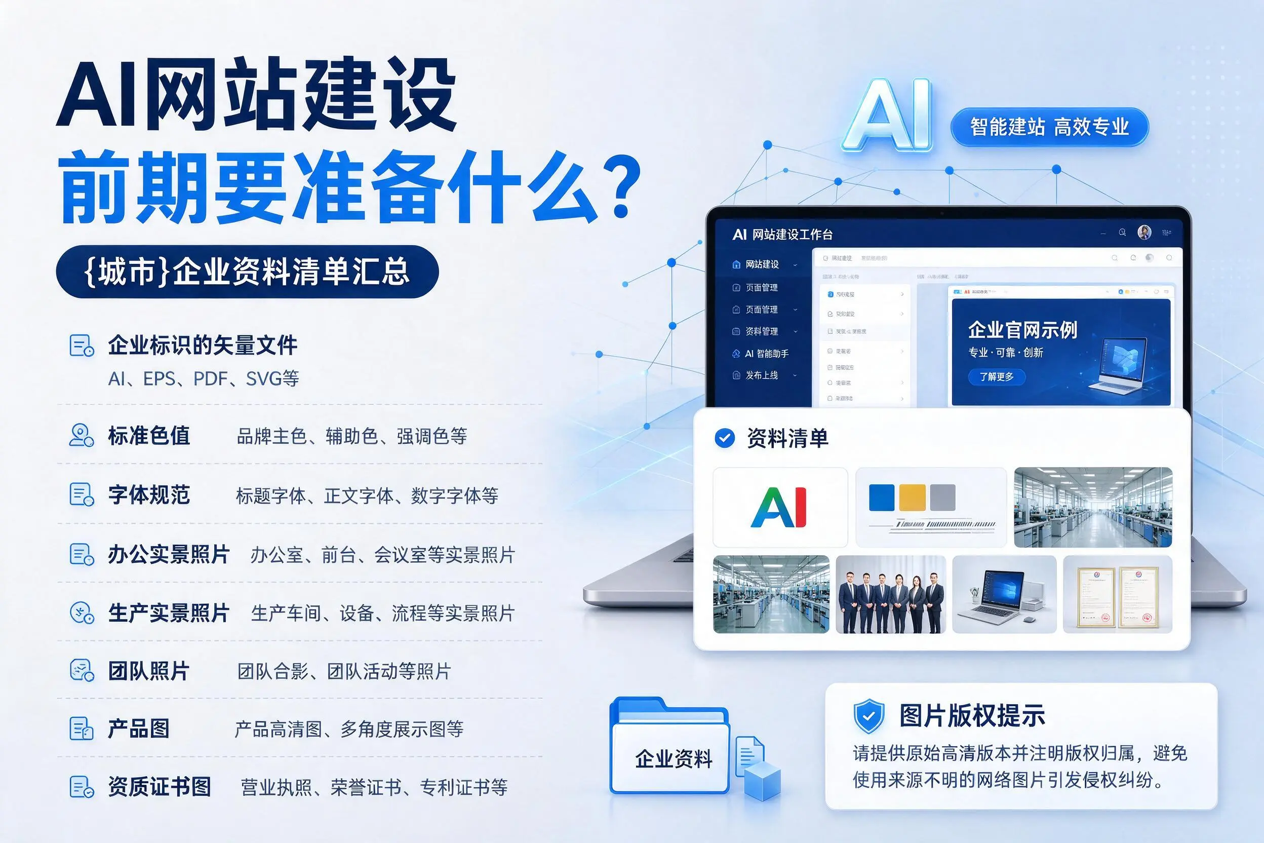 AI网站建设前期要准备什么?永州企业资料清单汇总